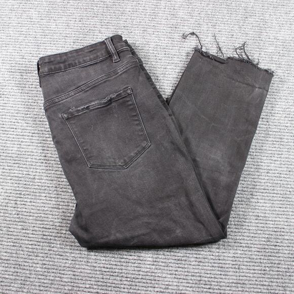 Vervet Jeans Womens 31 Black Distressed Button Fly Raw Hem Cropped - Picture 1 of 9